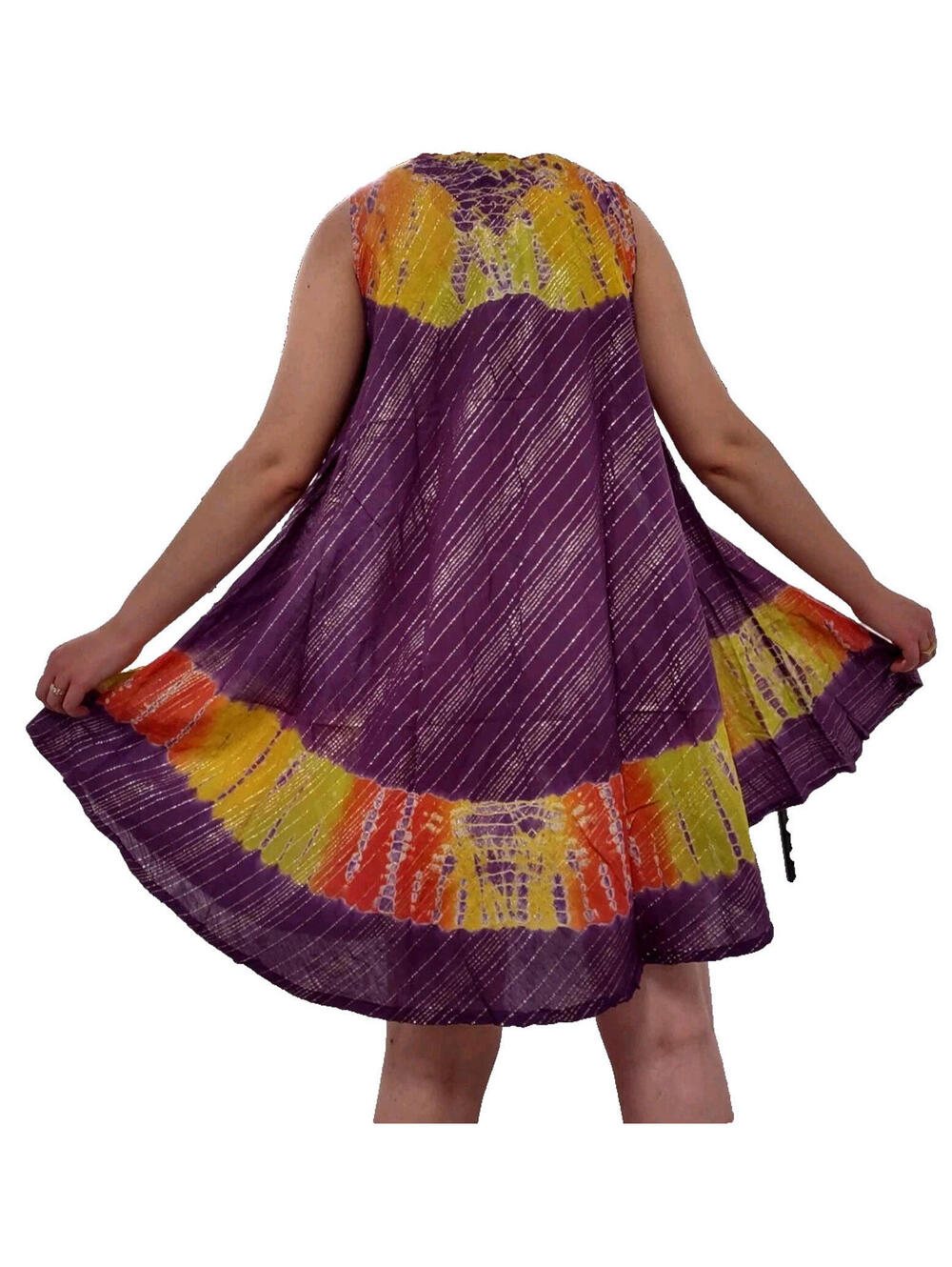 Vintage Purple Metallic Indian Dress L Gauzy Cotton India Sleeveless INDIA MAMTA
